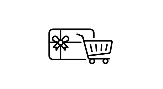 Gift Card Shopping Cart Icon: Online Purchase, E-commerce, and Gift Voucher Concept