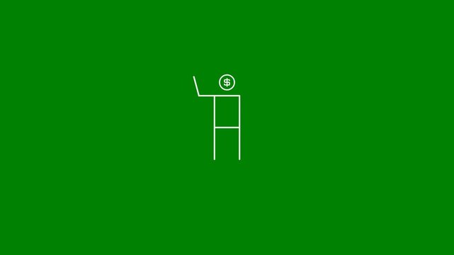 Money Fun Concept - Money Figure, Character Waving - Dollar Coin - Starting Business or Entrepreneurship - Employment & Financial Freedom, Making or Earning Money - Green Screen, Seamless Looping
