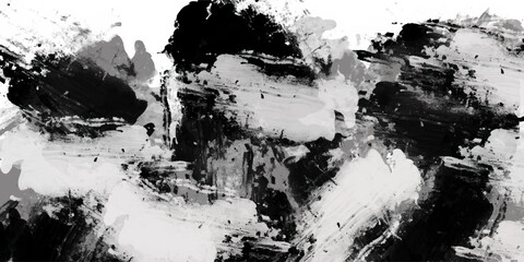 Abstract dark grey and white grunge paint texture border background. This dramatic monochromatic watercolor framing establishes an intensely contrasted lower edge engineered for striking layouts. © Faiyaz