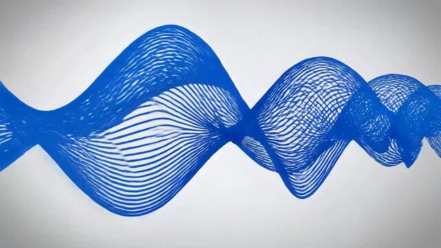 Mesmerizing abstract blue wavy lines forming an intricate digital mesh pattern against a subtle grey background, symbolizing technological flow and dynamic connectivity