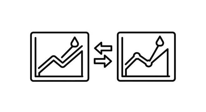 Data comparison, trend analysis, and performance evaluation icons