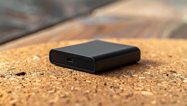 Compact Black External Solid State Drive for Data Storage and Backup