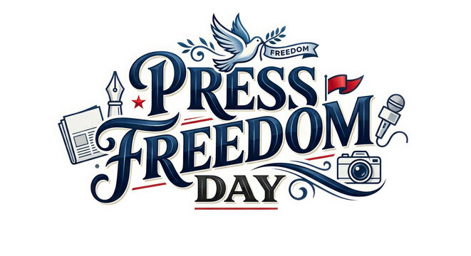 World press Freedom Day promotional concept logo with typo background design.