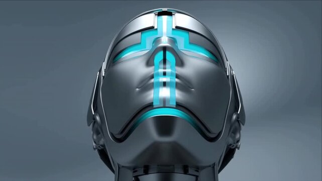 宇宙技術のためのシアンの光を持つ航空宇宙ロボット顔モデル