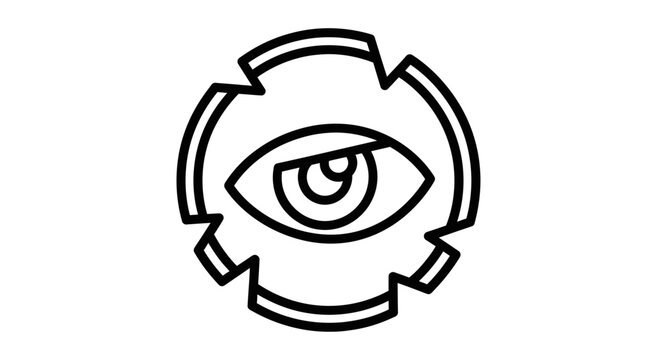 Mysterious Eye Inside Gear Symbol, All-Seeing Eye Concept, Conspiracy, Secret Society, Illuminati