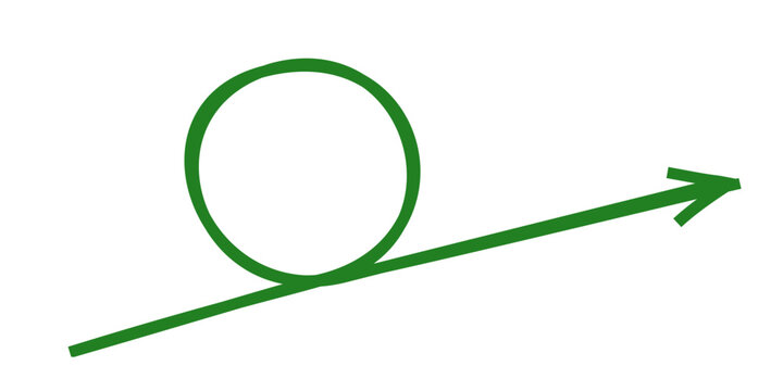 Abstract green looping arrow symbol graphic isolated on white background, dynamic swirl direction icon, vector illustration of a continuous circular movement path design element
