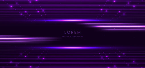 Elegant scene purple with glowing purple lighting effect sparkle on dark purple background. © Pramote