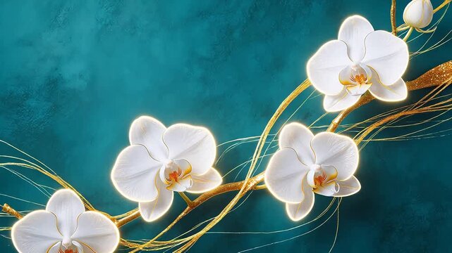 White orchids on golden stems