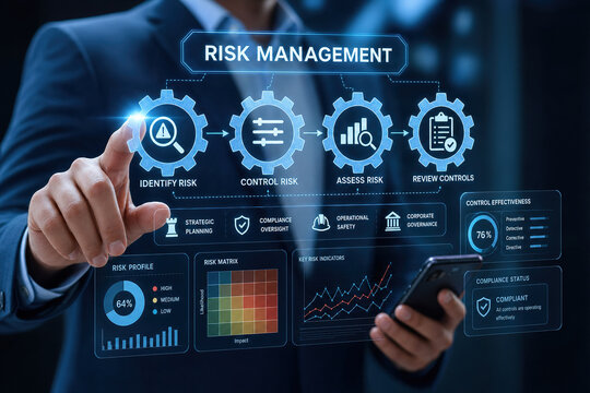 Focus on risk management using technology in a business setting to assess and control potential issues