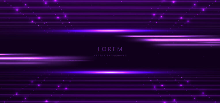Elegant scene purple with glowing purple lighting effect sparkle on dark purple background.