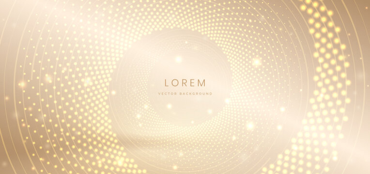 Golden dotted circles luxury on gold background with gold sparkling.