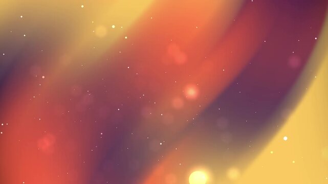 A seamless loop of elegant golden orange and purple gradient waves with sparkling bokeh particles, perfect for luxury, cinematic, and warm sunset video backgrounds. 