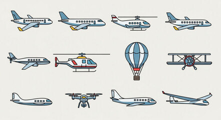 Collection of various aircraft and flying vehicles. © Sandir