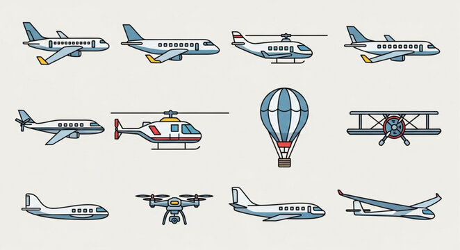 Collection of various aircraft and flying vehicles.