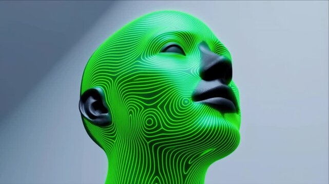 環境テクノロジーのための緑色の光を持つ環境AIロボット顔モデル