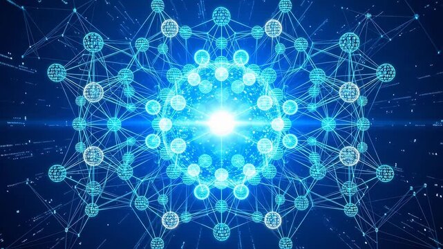 Abstract network of connected nodes representing smart infrastructure and connectivity