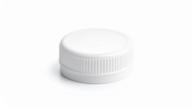 White plastic screw cap for a bottle isolated on a white background