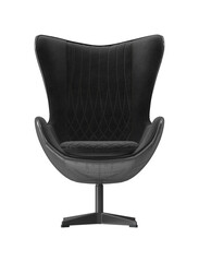 Naklejka premium Modern black armchair with quilted upholstery and riveted exterior
