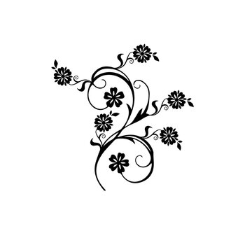 Black and white floral design element bac
