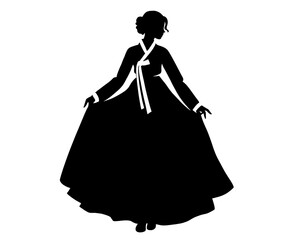 silhouette of hanbok, traditional Korean clothing, vector illustration  © Amalia