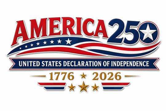 America 250 celebrating 250 years of independence with patriotic design