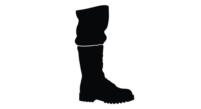 Black knee high boot silhouette against a white background a simple and modern footwear design silhouette high quality professional detailed elegant stylish clean crisp