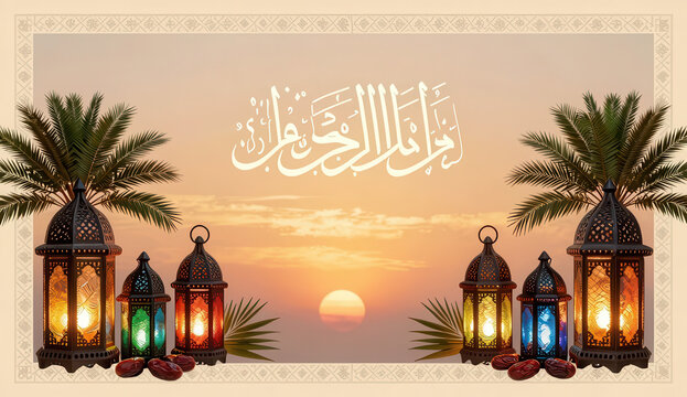 Realistic background muharram islamic new year celebration, suitable for greeting card, banner,est