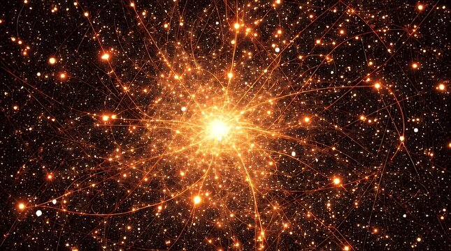 Slow zoom through glowing golden energy particles with no people
