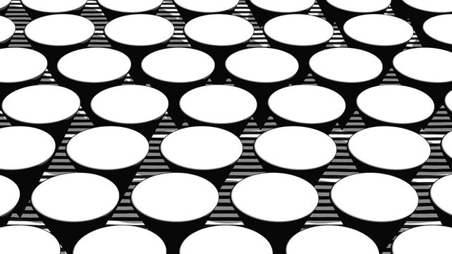 Modern Cartoon Style Abstract 3D Landscape with Minimal Objects Bold Outlines and Monochrome Gradient Background for Design and Advertising Use