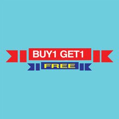 Obraz premium Buy 1 Get 1 label tag offer banner sale price advertising design get discount icon store promo