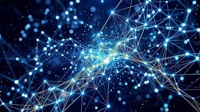 Abstract network of glowing nodes and connections emphasizing advanced technology and cybersecurity