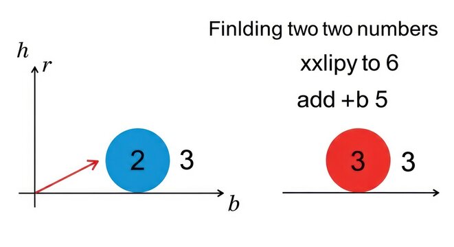 Illustrated Math Diagram for Finding Two Numbers Using Equations.