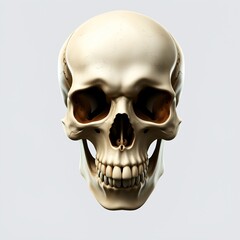 Obraz premium Realistic Human Skull Anatomy 3D Render Front View Isolated