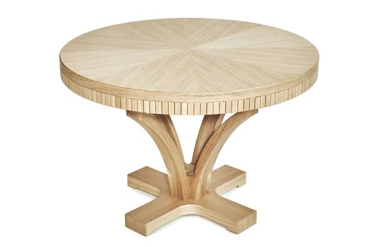 Round Wooden Table with Intricate Wood Grain Pattern on White Background (147) image