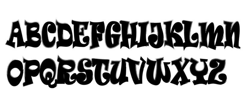 Grunge capital letters. Distressed font rough spray typeface with dirty paint texture, vintage eroded alphabet. 