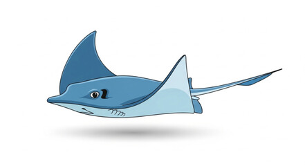 Blue Stingray Swimming Underwater Marine Life. © Mutmainah