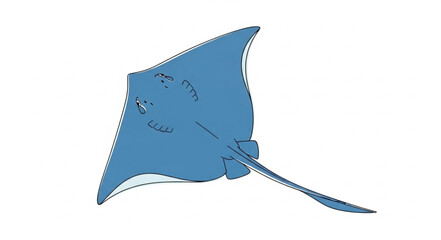 Blue Stingray Swimming Underwater Ocean Marine Life. © Mutmainah