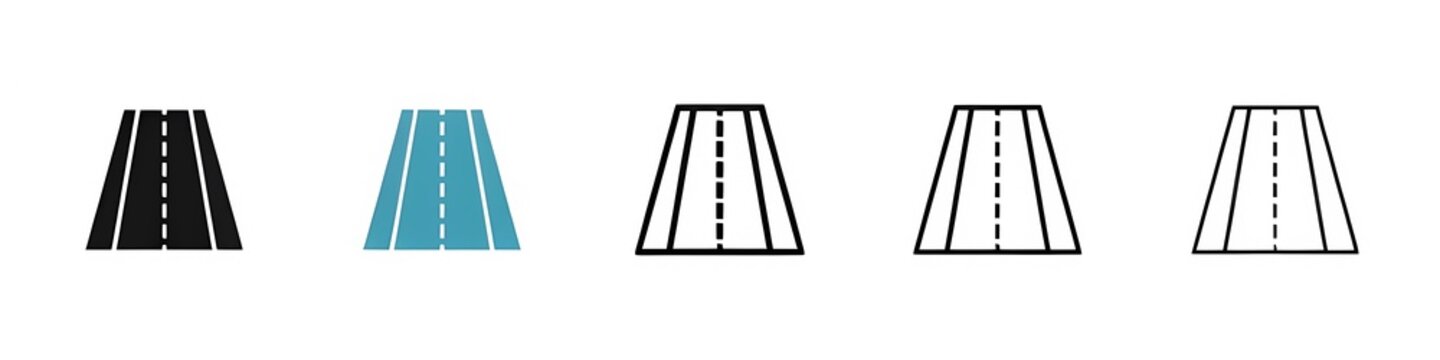 Road Icon Set. Straight Highway Icon. Empty Street Way Sign. Route Pathway Icon for UI Designs. Thin line customizable illustration. Contour symbol. Vector isolated outline drawing. Editable stroke