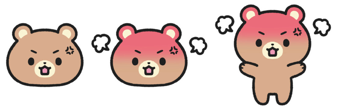 怒っているクマのイラストセット