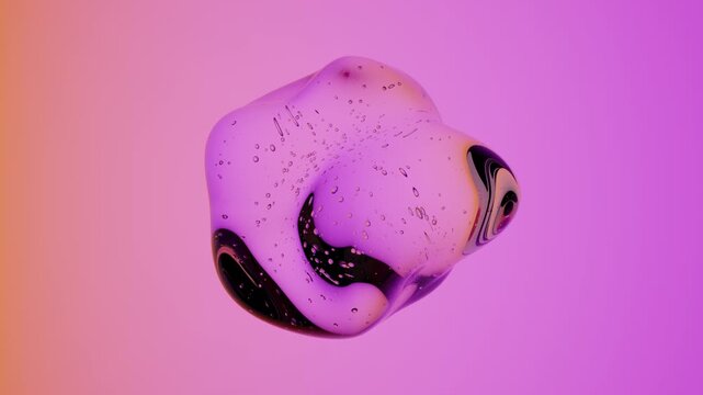 Bright Acid Neon Environment Featuring Transparent Fluid Drop and Internal Bubble Details Abstract 3D Background for Contemporary Digital Communication