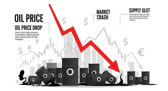 Oil Price Drop Market Crash Supply Glut Illustration.