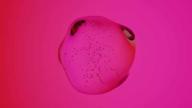 Modern Abstract Fluid Composition with Transparent Droplet Bubble Elements and Bright Acid Neon Gradient Background for Branding and Advertising Projects