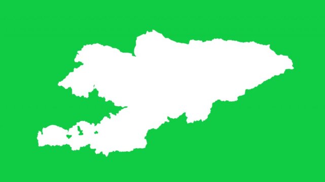 Kyrgyzstan map pop animation with green background