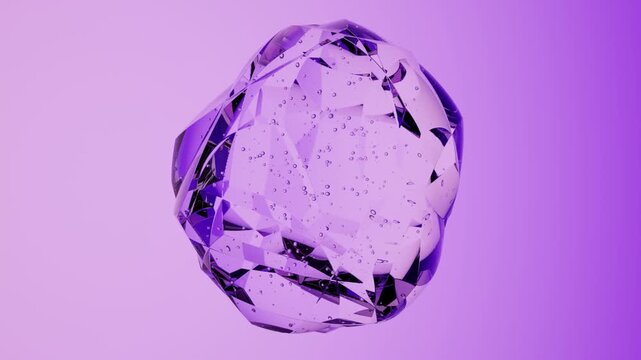 Transparent Fluid Shape with Air Bubbles Suspended in Colorful Neon Gradient Atmosphere Abstract 3D Render Background for Designers and Art Directors