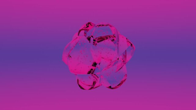 Futuristic Transparent Gel Drop with Trapped Air Bubbles Floating Through Bright Acid Neon Gradient Environment Abstract 3D Background for Modern Media Design