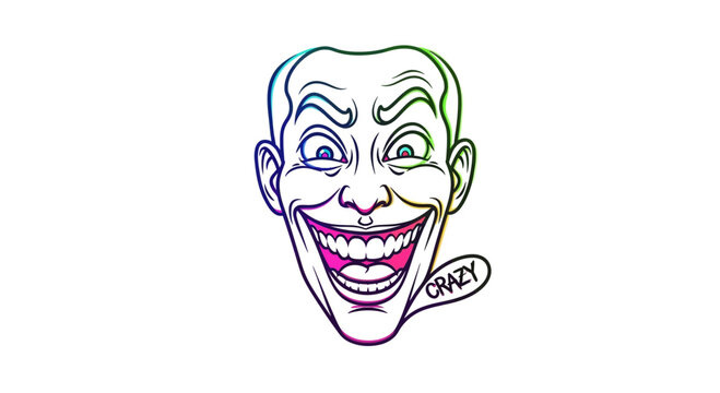 Crazy Joker Face with Rainbow Outline and Speech Bubble