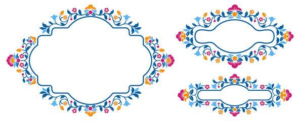 Collection of luxury frames with floral motifs and swirls. Good for labels, greeting cards, wedding invitations, restaurant menu, certificates design. Vector illustration © Pagina