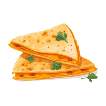 Quesadilla, 2D flat vector illustration in icon style, isolated on a white background