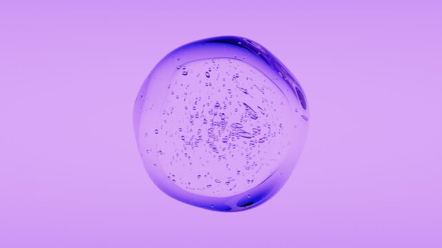 Transparent Liquid Sphere Deformation with Floating Air Bubbles in Acid Neon Gradient Space Abstract 3D Background for Advertising Branding and Multimedia Projects