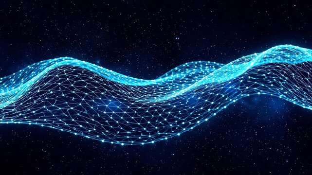 Abstract blue wave pattern in space symbolizing digital transformation and future innovation